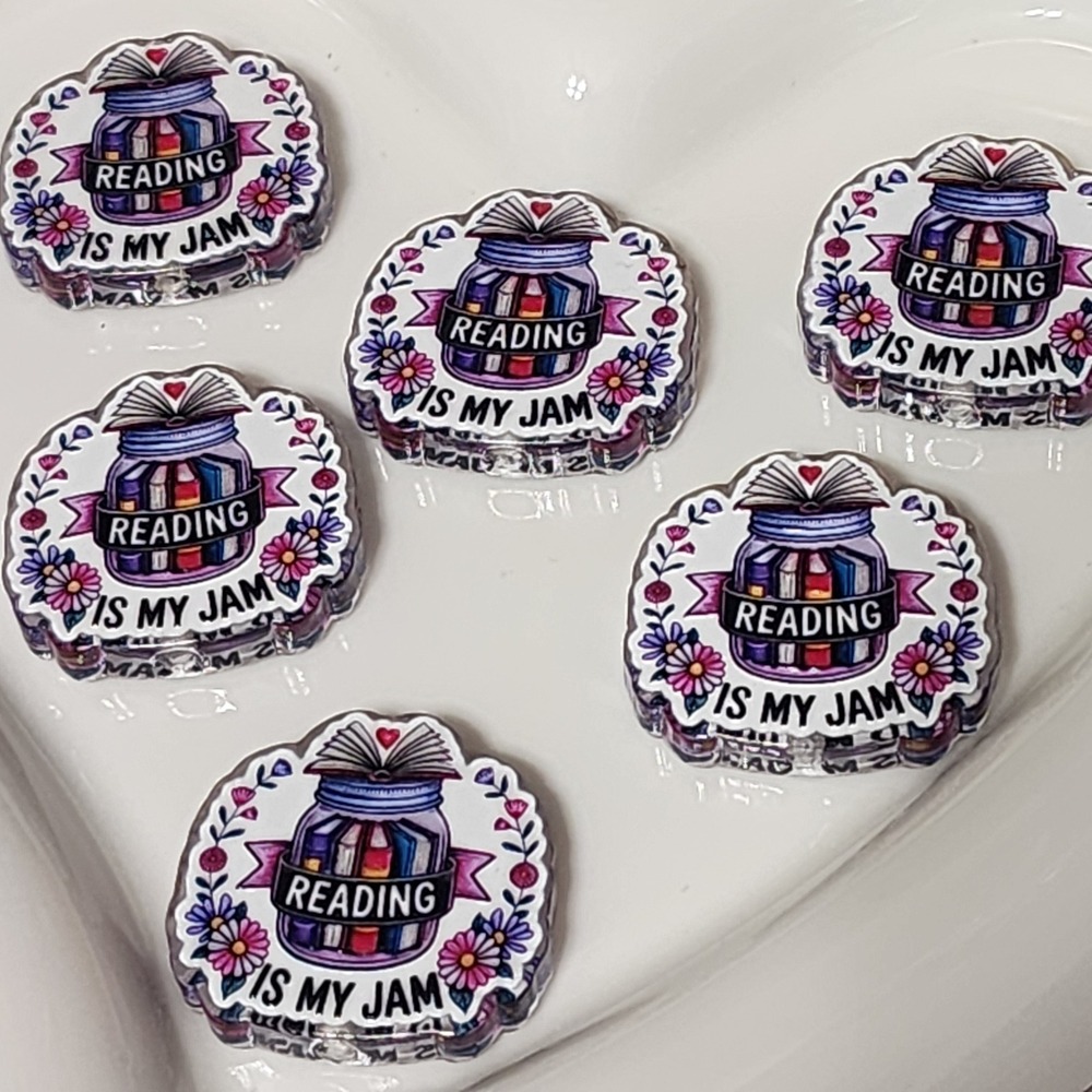 Reading Is My Jam Beads 2 Pcs Focal Bead Beaded Pen Jewelry Books Reading